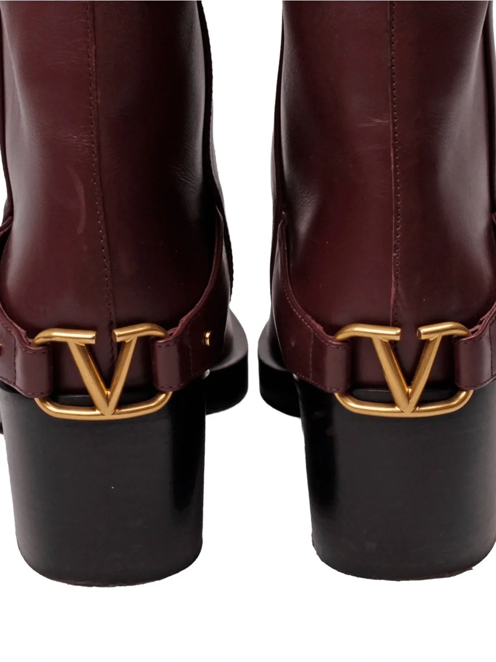 Valentino Troopup Burgundy Leather Riding Boots